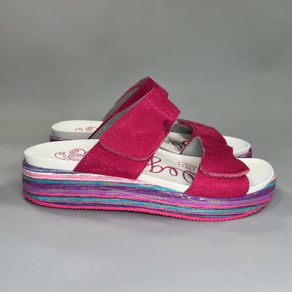 Alegria Mixie Sandals Women's Size 7.5 Comfort Fuchsia Slip On Adjustable Slides
